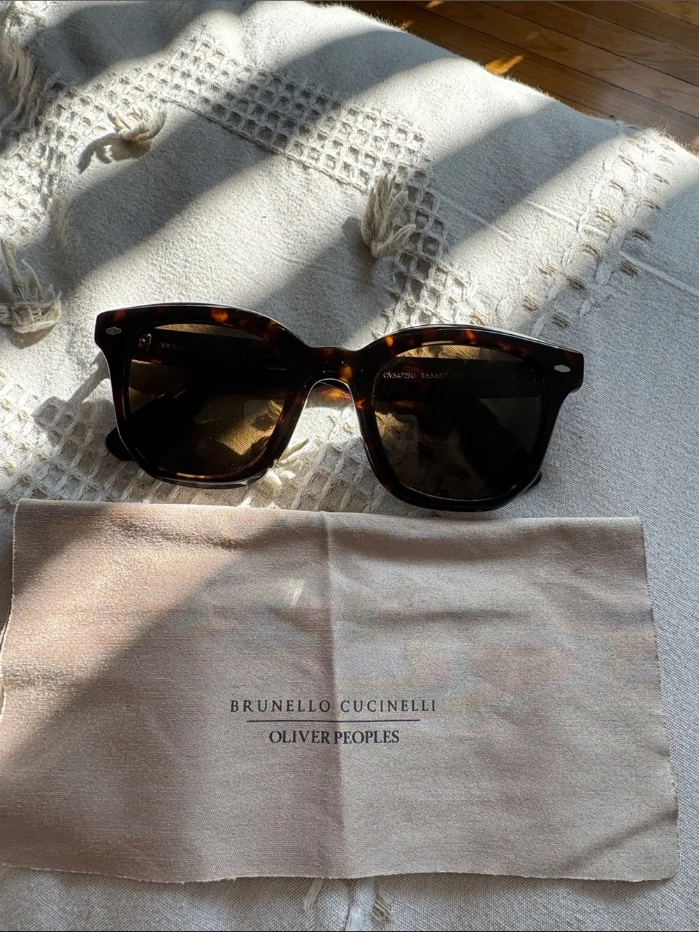 Brunello Cucinelli Tortoiseshell Square Men's Sunglasses with Dark Lenses